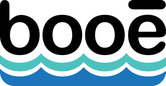 Booe logo in blue black and sea green
